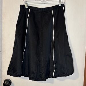 Chic Black A-Line Skirt with White Accents